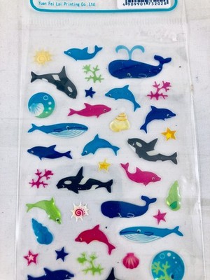 Whale Dolphin theme epoxy style sticker sheet NEW Yuan Fei Lai Seals.