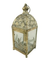 Laterne Metall Windlicht  hoch Garten gold  Shabby Chic gold H.35x14cm