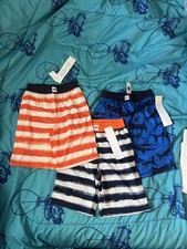 GAP Kids Boys Size 6 Blue Orange White Striped Sharks PJ Pajama Elastic Shorts