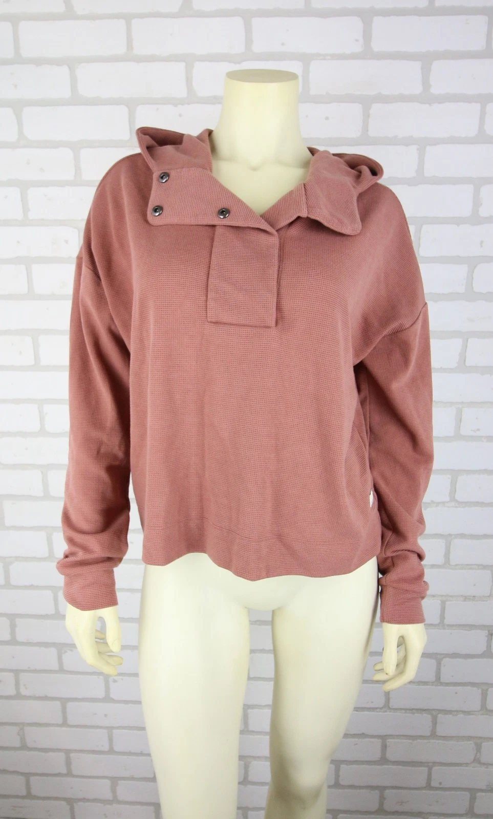 Vuori Bayview Thermal Hoodie Waffle Knit Womens Medium Pink VW263