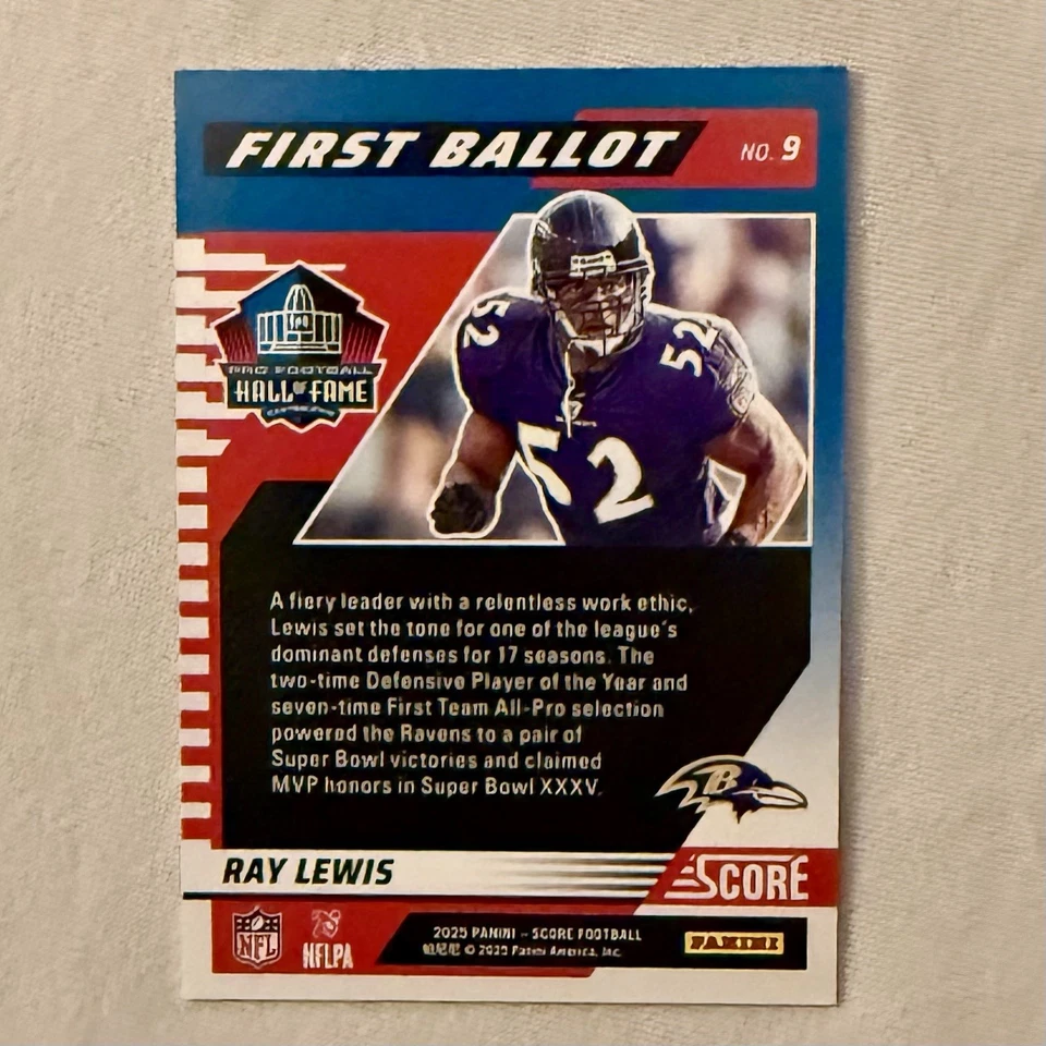 2024 Score - Ray Lewis First Ballot #9 Baltimore Ravens - Image 2 of 2