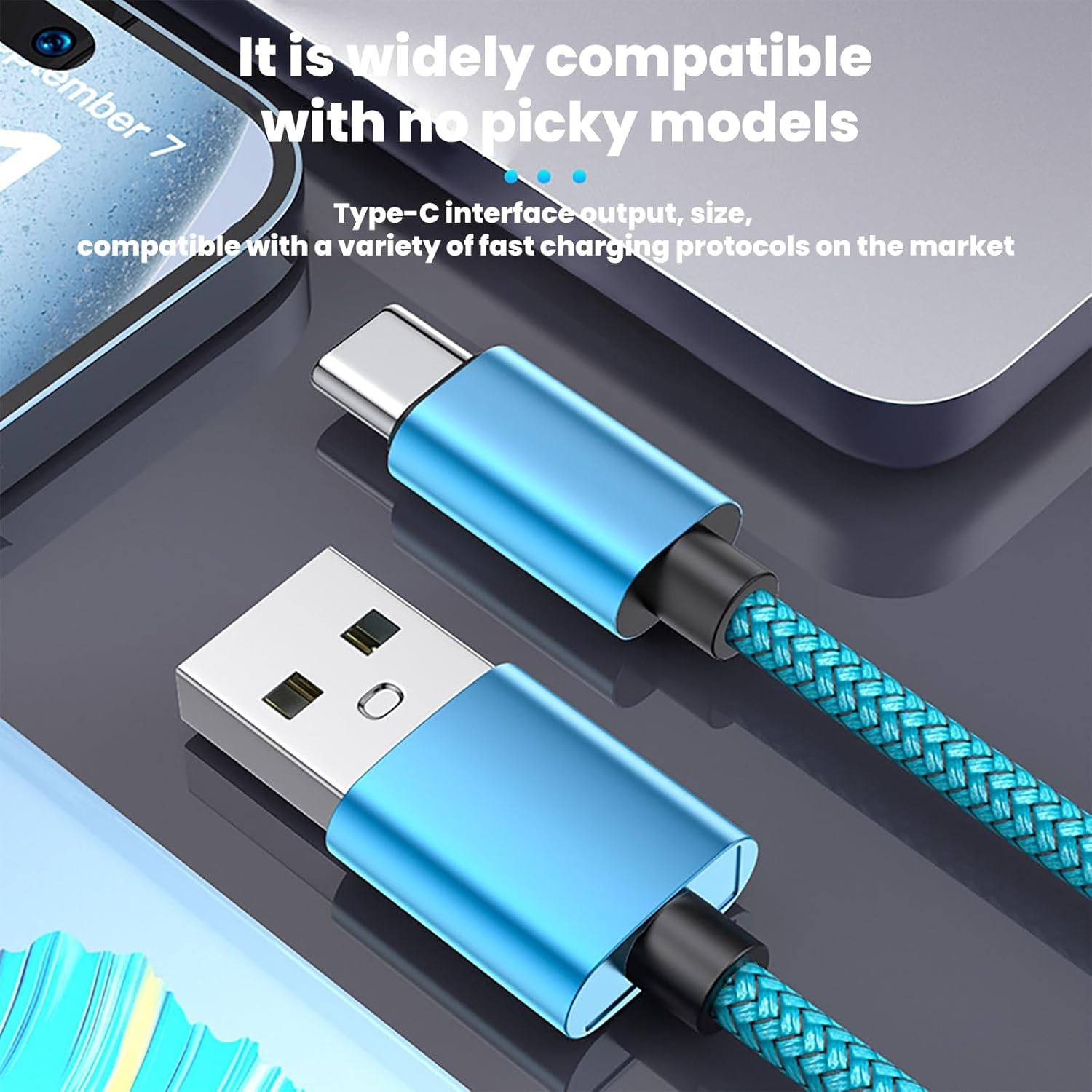 Nylon Braided Cable Cord Compatible USB A to USB C Cable for Phone ...
