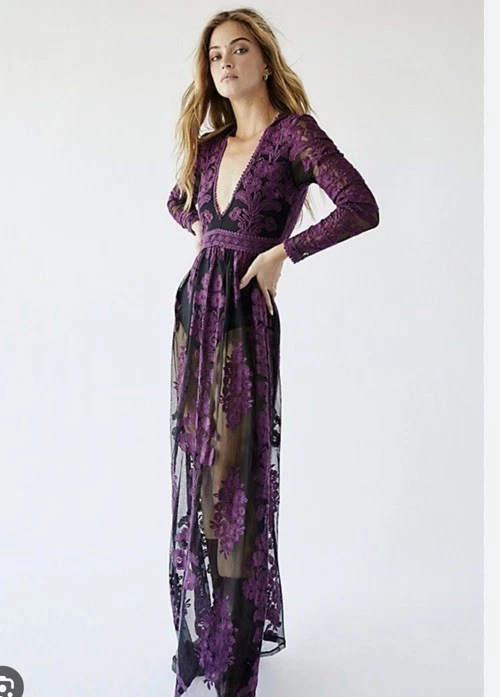 for love and lemons purple lace dress For Love and Lemons Maui Waui Mini Dress Purple Orchid