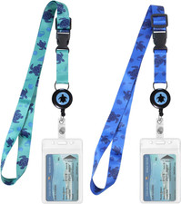 2 Pack, Blue and Green Sea Turtle, Cruise Lanyards with Waterproof ID