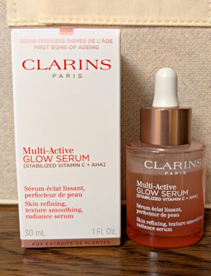 Clarins Paris Multi-Active Glow Face Serum Vitamin C + AHA Full Size 1 Oz 