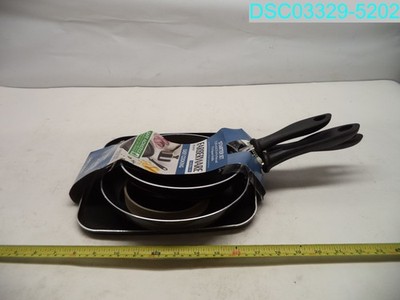 QTY=3 Piece: Farberware Nonstick Aluminum Cookware Black 631899222558