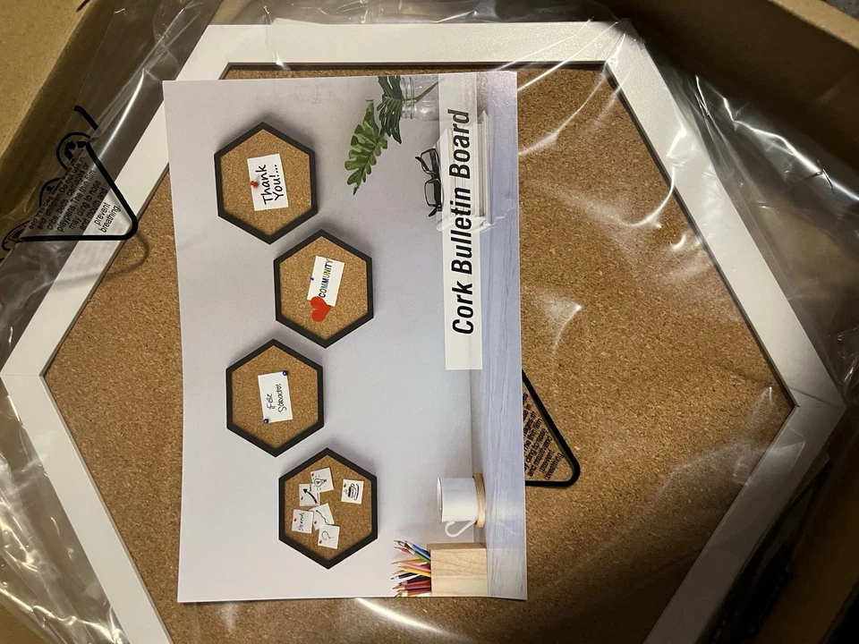 Cork Board Hexagon 2pack Small Framed Corkboard Tiles for pin collectors - Image 3 of 3