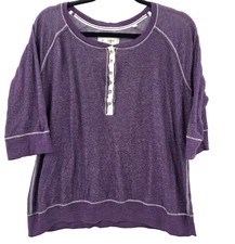 Women's Plus 2x Thermal Henley Shirt 3/4 Sleeve Soft Athleisure Casual