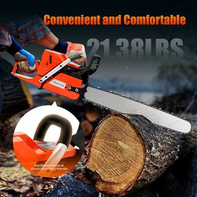 71CC 28'' Gasoline Chainsaw Cordless Power Chain Saw Wood Cutting 2-Stroke Engine
