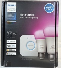 Philips Hue 2 pack A19 E26 LED Multi-color Bulbs- Starter Kit with Bridge