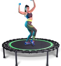 Mini Fitness Trampoline with Bungees   Stable  Quiet Rebounder for Adults, Perf