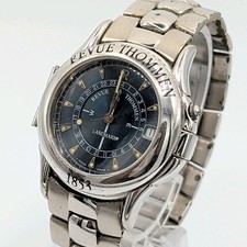 Montre homme REVUE THOMMEN LANDMARK QZ ronde cadran bleu argenté date avec bo...