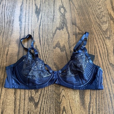 Dita Von Teese Madam X Navy Lace Strappy Cage Underwire Bra Size 34B NEW