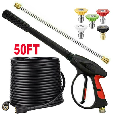 #ad High Pressure Power Washer Spray Gun Wand Lance 1 4#x27;#x27; Nozzle Tips Hose Kit M22 $26.79