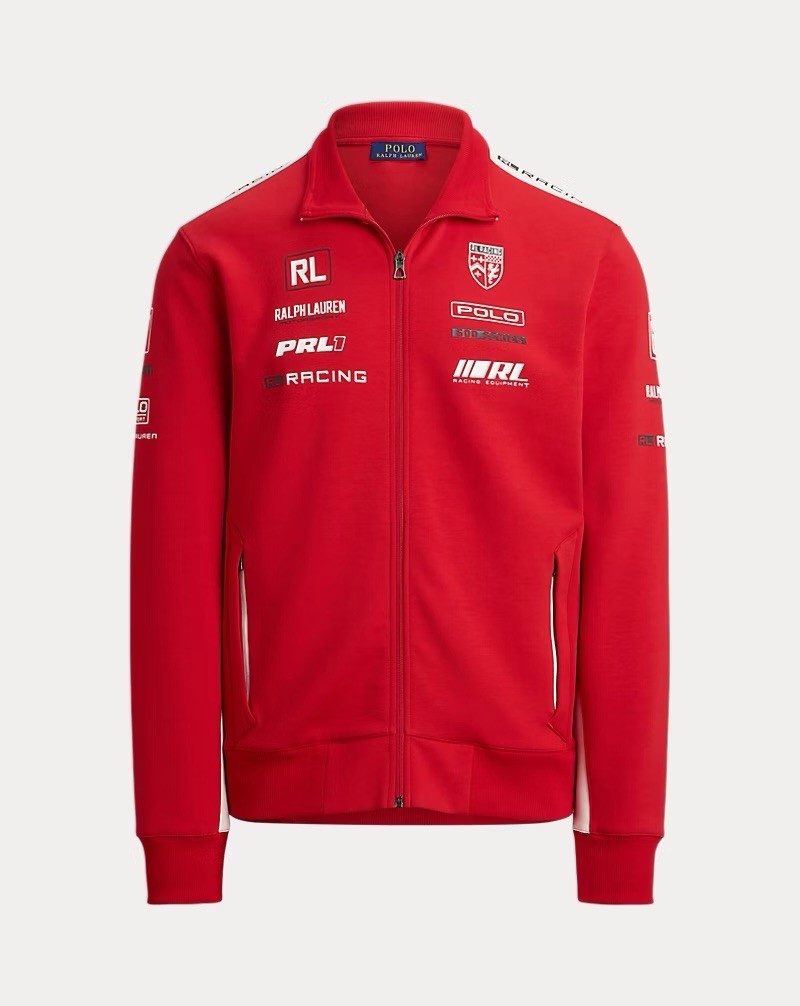 Polo Ralph Lauren Stretch Double-Knit Graphic Track Jacket Size Large Racing Red