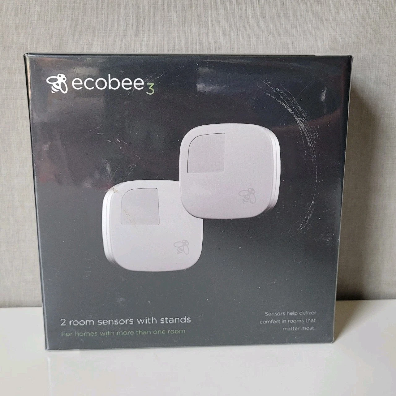 New Sealed Ecobee3 Smart Thermostat Room Sensors 2 Pack with Stands