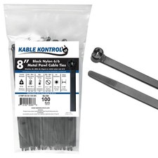Cable Ties with Metal Tooth, 8 Inch 100 Pcs, 50 Lbs Tensile Strength, Metal P...