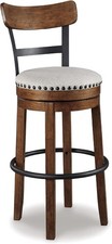 Valebeck Bar Stool, Rustic Industrial Swivel Barstool With Cushioned Upholstery,