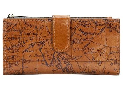 Patricia Nash NAZARI Leather Bifold Wallet ~ Map Rio Rust