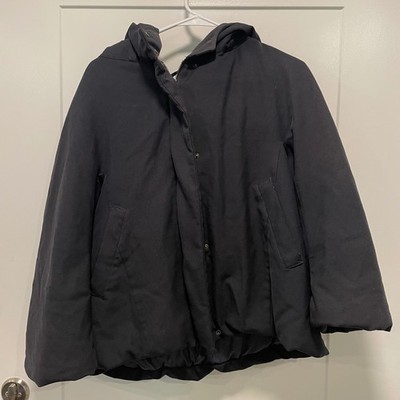 Uniqlo +J Jil Sander Down Short Coat Black Wool Blend Puffer Jacket Women Large
