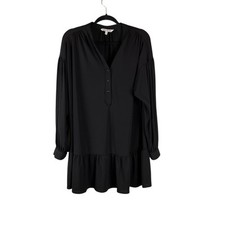 Elizabeth and James Black Long Sleeve Ruffle Hem Tunic Mini Dress Size M