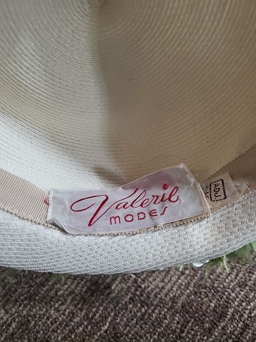 Valerie Modes Vintage 60s Ivory Woven Brimmed Damen Hut & Verzierungen - Bild 3 von 12