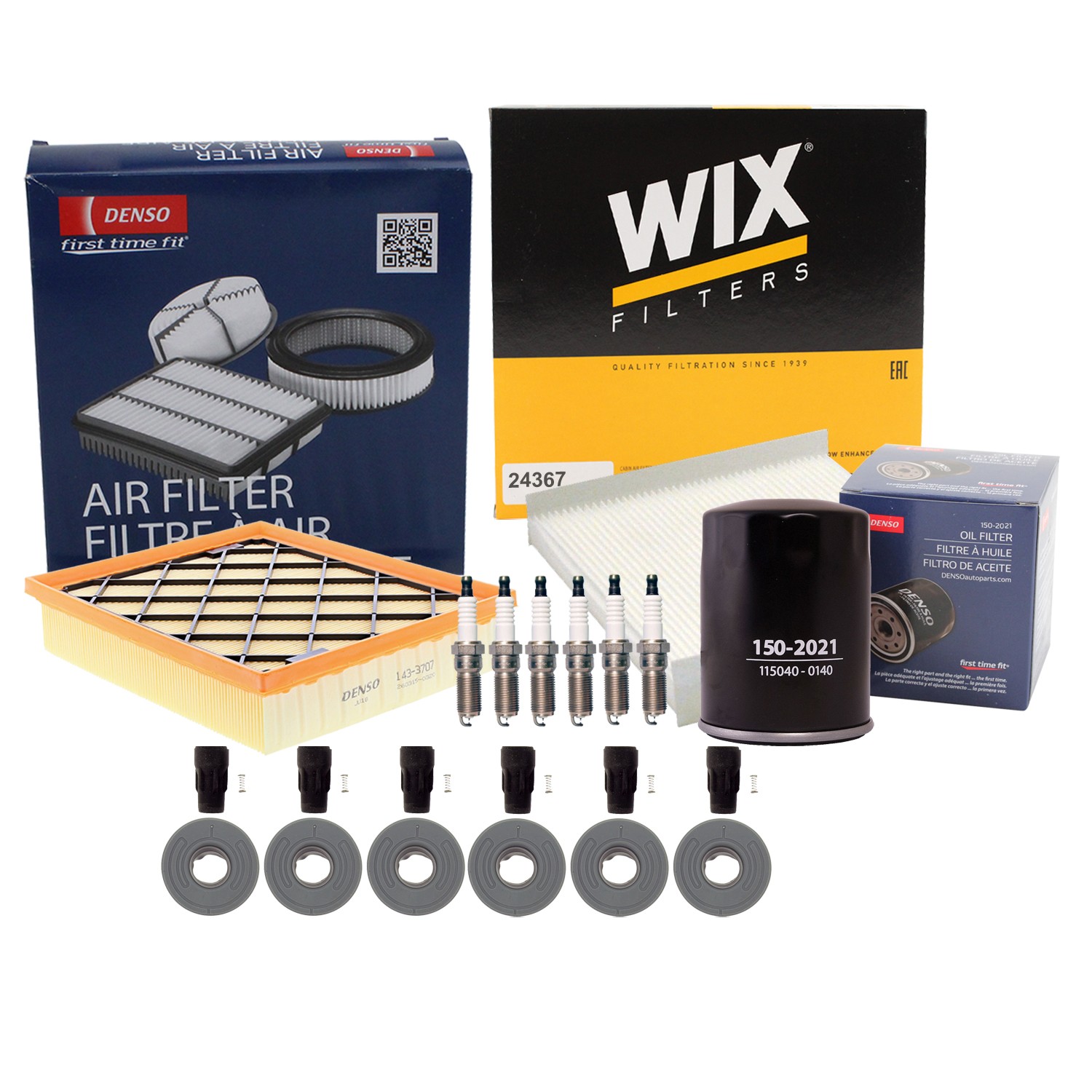 Denso Tune Up Kit NGK 6 Spark Plugs  Boots Kit for LinCoIn MKZ 3.7 V6 GAS Vin K