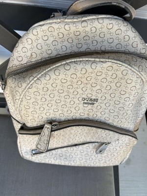 GUESS Beige Brown Logo Backpack with Zipper Accents and  display picture 2
