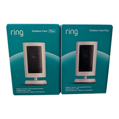 2 x neue Ring Outdoor Kamera Plus (Akku) | 2K mit Ring Vision weiß