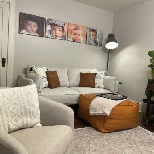 Moroccan Footstool Boho Brown Vintage Leather Pouffe For Cozy Home Decor - Image 2 of 4