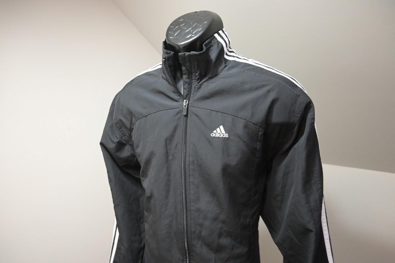 Adidas Track Jacket Performance Black Striped Ful… - image 1