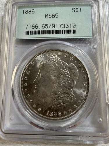 1886 P PCGS MS65 Morgan Silver Dollar  In Old Green Holder - 7166.65/9173310