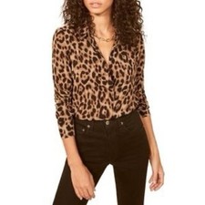 REFORMATION Violet Leopard Print Button Down Top XS