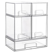 Vtopmart Stackable Storage Drawers Set Of 5 Clear Plastic Organizer Bins For