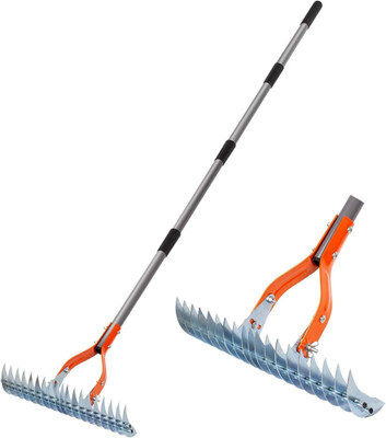 Vertikutierer Rechen Mit Stiel 177Cm, Abnehmbarer, Verstellbarer Gartenrechen, R