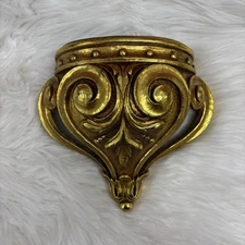 Gold Wall Teester Canopy Crown Over Bed Wall Decor Hooks Vintage Regency Gilt