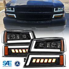 Dot Led Headlights Drl Bumper Signal Lamp For 2003-2007 Silverado 1500 2500 3500
