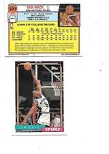 Sam Mack 1992-93 Topps Basketball Rookie Card #377 Lot of 2 Spurs