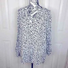 Carolina Belle black and white heart print long line loose blouse