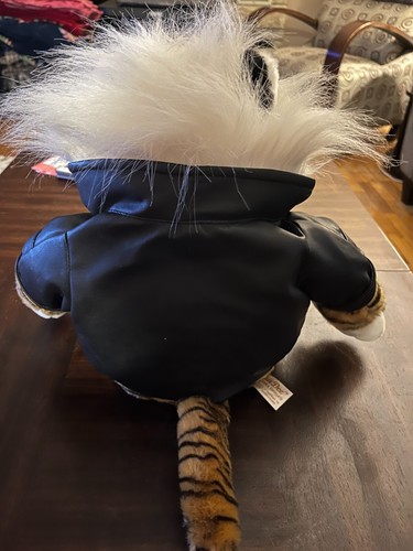 Dan Dee Tiger Plush 20" Biker Black Faux Leather Jacket Stuffed Animal Cat Doll - Picture 3 of 6