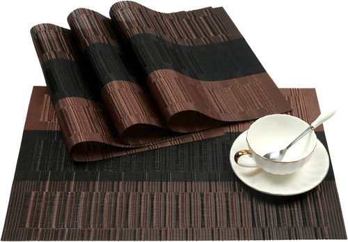 Placemats Set of 4 Woven Vinyl Table Mats Place Mats for Dining Table Heat Resis