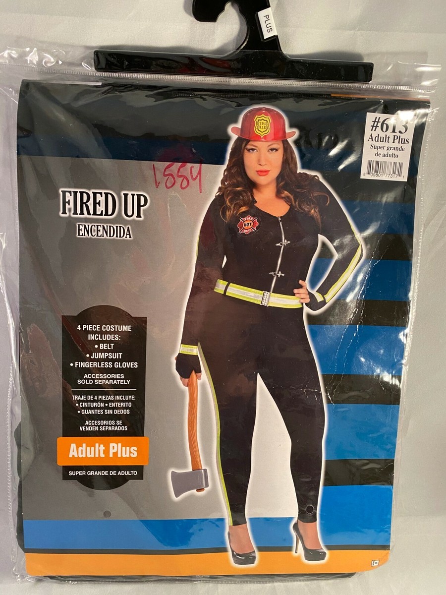 A  Fired Up Firefighter Fireman Halloween Costume Size Women's XL S