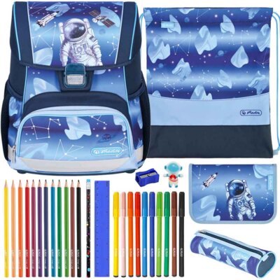 Herlitz Schulranzen Set Loop Plus Cosmic Explorer Astronaut Schultasche Gefüllt