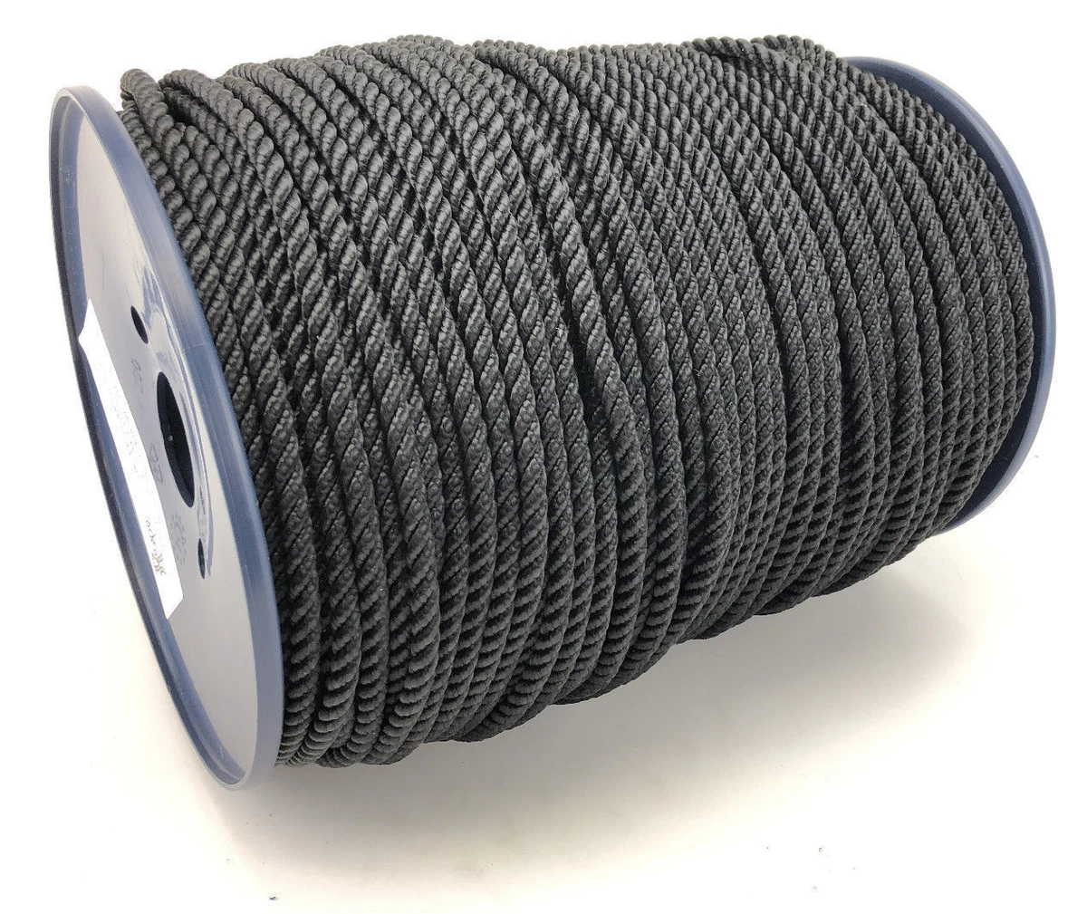 6mm Black Polyester Rope x 50 Metres, 3 Strand Marine Mooring