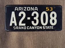 1953 Arizona Grand Canyon Wheaties Miniature Cereal Bicycle License Plate A2-308
