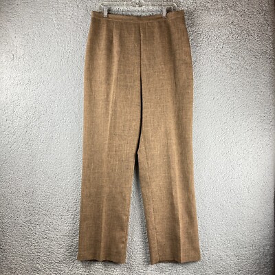 Sag Harbor Brown Woven Polyester Dress Pants Size 14 Side Zip Easy Care Straight