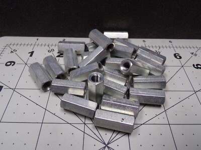 (25pk) 1/4-28 X 7/8'' Long Fine Thread Hex Coupling Nut with Zinc Plate (c)