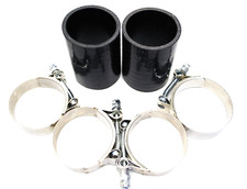 Two 2 Silicone Hose 2 Straight Coupler Black With 4 T Bolt Clamps