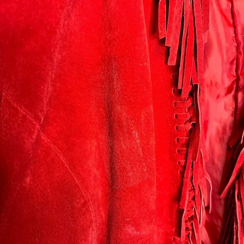 Dialogue 夹克女式 1X 红色摇滚领带复古金属彩色皮革 — 第 4/4 张图片