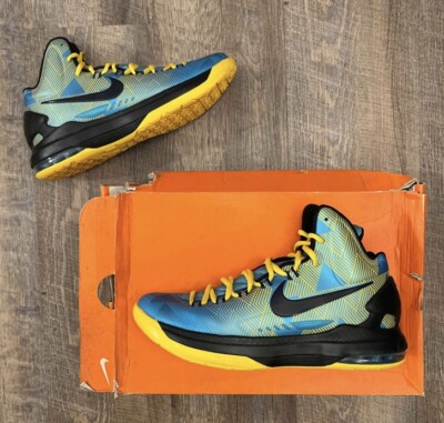 Nike KD 5 V N7 Blue Yellow 2013 Durant Size 9 Sneakers w/ Box 599294-447